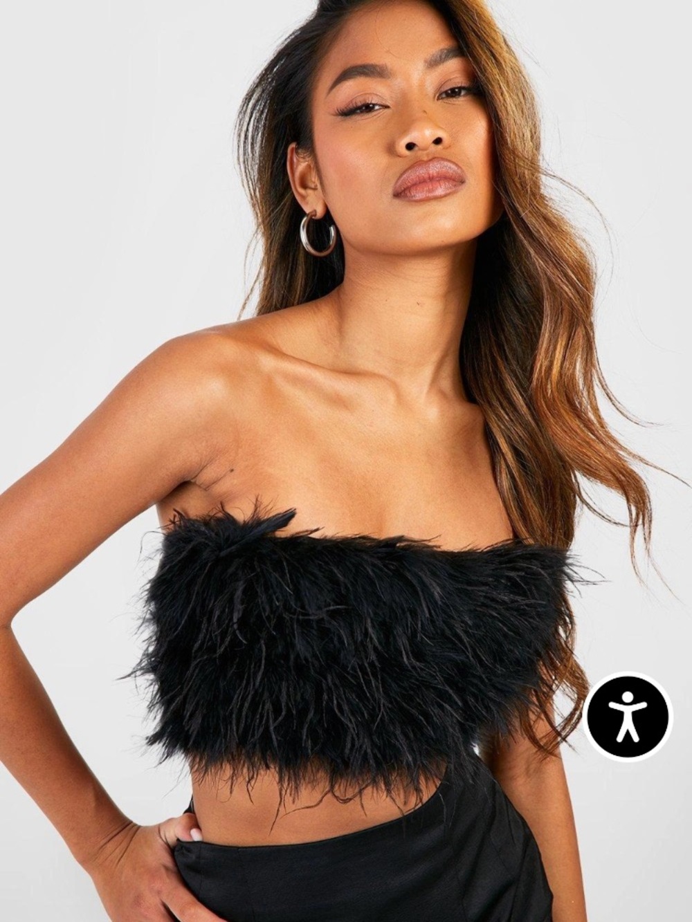 Mad for Love black feathered tube top